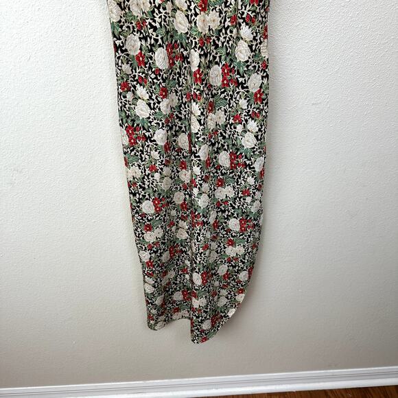 VIntage LA Intimates Satin Slip Floral Dress Lace Open Back Slit - Picture 4 of 10